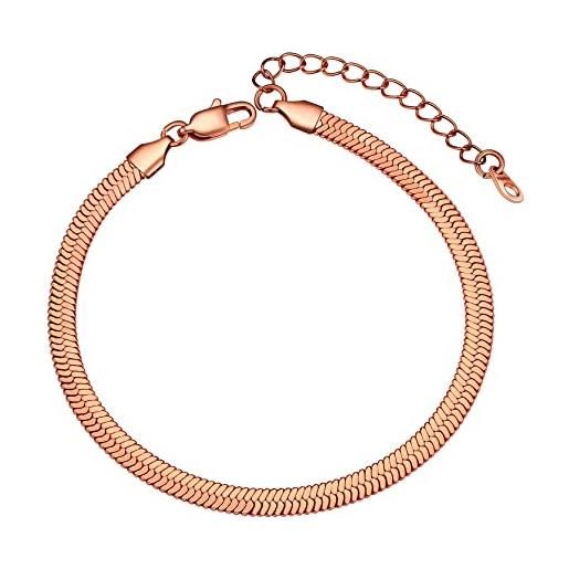 GOLDCHIC JEWELRY rosa oro piatto serpente catenina cavigliera per le donne ragazze, 5mm regolabile spiaggia piede cavigliera braccialetto per summber spiaggia