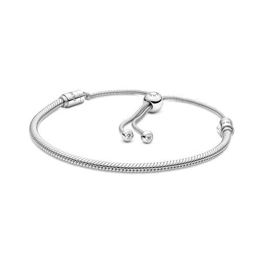 Pandora bracciale in maglia snake in argento sterling con zirconi cubici trasparenti