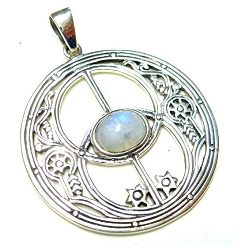 Silberschmuck - BG ciondolo con motivo "avalon", con pietra di luna, in argento sterling/gioiello esoterico