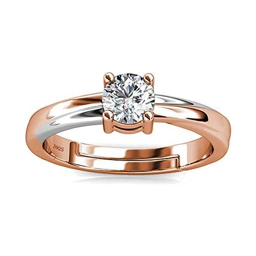 PHENIOTACE anello fidanzamentoda donna in argento oro rosa massiccio 925 solitario con diamante moissanite 0,6 ct