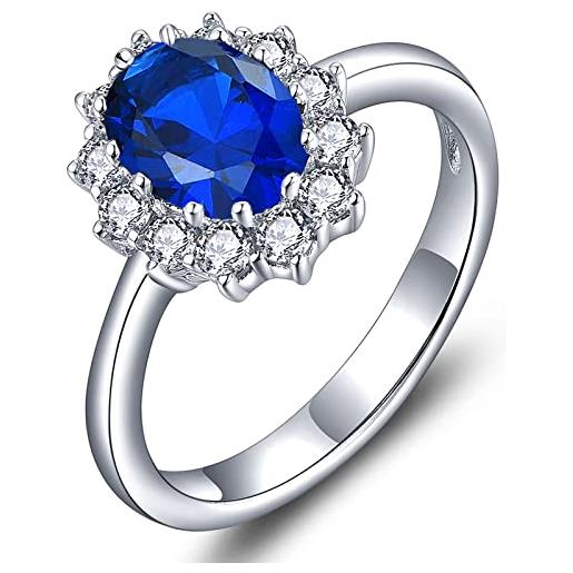 YL anello da donna in argento 925 pietra natale settembre zaffiro anello di fidanzamento(taglia 12)