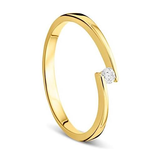 OROVI anello di fidanzamento da donna orovi, solitario in oro giallo 9 carati (375), con brillanti da 0,05 carati, con diamanti e oro giallo, 58 (18.5), colore: gold, cod. Or72317r58