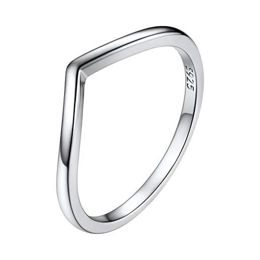 PROSILVER anelli donna argento 925 anelli a v donna fede matrimonio anello sottile misura 7 con confezione regalo