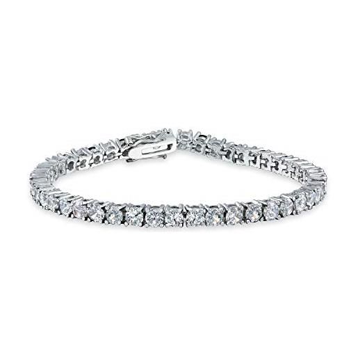 Bling Jewelry 12 ctw 4 prong basket set solitaire round clear white cubic zirconia aaa cz bracciale da tennis per le donne prom bride placcato argento