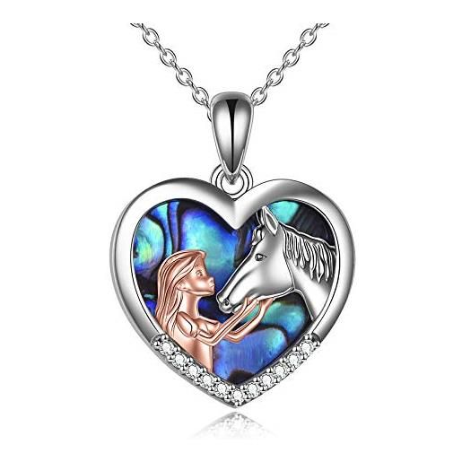 YFN collana per ragazze e cavalli per ragazze gioielli per cavalli in argento sterling regali per cavalli per le donne (nature abalone shell)