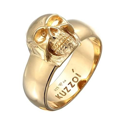 Kuzzoi anello da uomo con teschio in argento sterling 925 placcato oro, anello da motociclista, anello da uomo, misura 60-66, 0603463023, 60