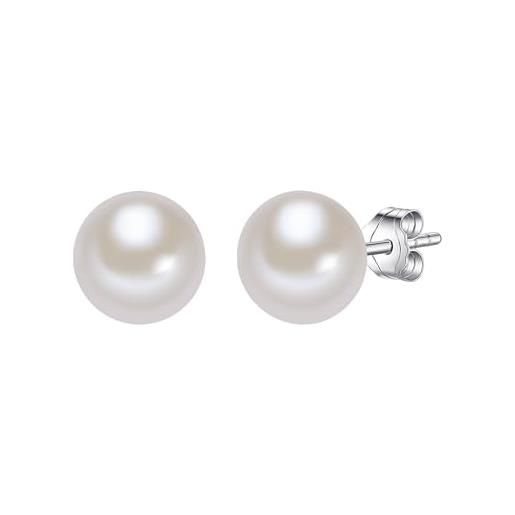 Valero Pearls orechinni a lobo da donna in argento sterling 925 con rodio con perle coltivate d'acqua dolce bianco 00181160