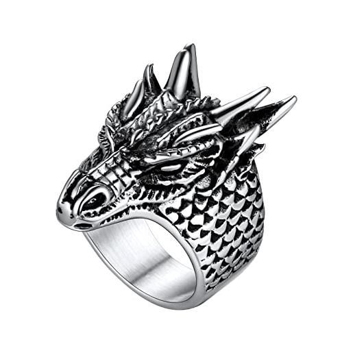 U7 anello drago uomo pesonalizzato, anelli punk vintage uomo acciaio, 11 misura anelli drago acciaio inossidabile modo, anello gotico regalo per adulti ragazzi