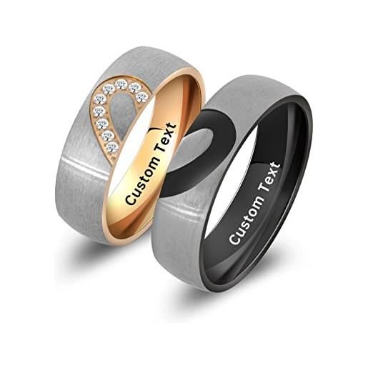 Docowa anello per lui e per lei anelli a forma di cuore per coppie anelli di coppia personalizzati incisi con nome personalizzato set amore donne promessa uomo uomini donne (1)