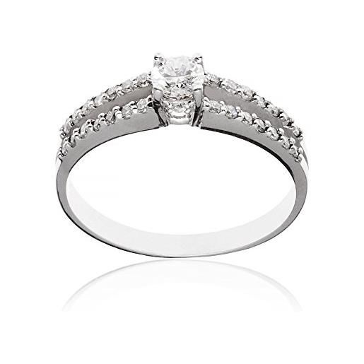 Gioiello Italiano - anello in oro bianco 14kt e diamanti 0.28-0.26ct