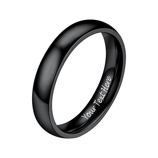 PROSTEEL anello uomo personalizzabile acciaio inossidabile anello a fascia uomo personalizzabile nero miusra 12 (dia 16,5mm), anello unisex con confezione regalo