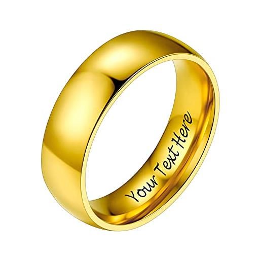 PROSTEEL anelli personalizzabili con incisione in acciaio inossidabile 6mm taglia 26 colore oro (confezione regalo)- anello donna acciaio inossidabile