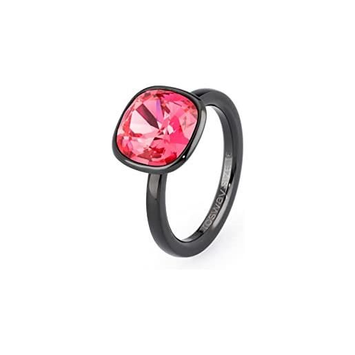 Brosway - sensualita' - anello tring mis18 acciaio pvd nero e swarovski indian pink btgc83d
