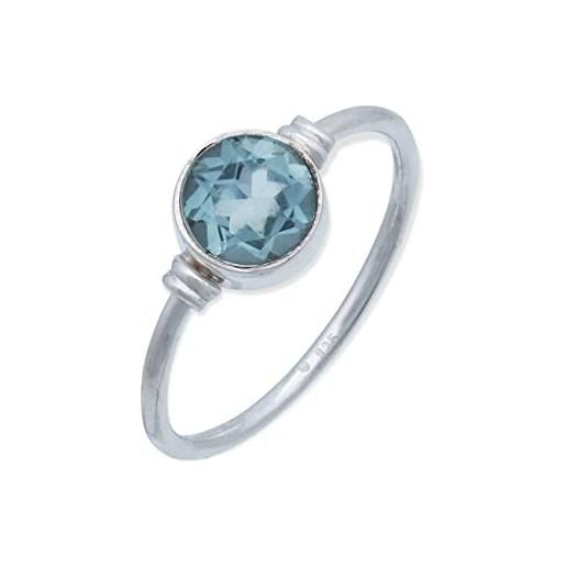 mantraroma anello argento 925 con pietre preziose topazio pietra blu argento sterling da donna in vero argento (mrg-191-62-(58))