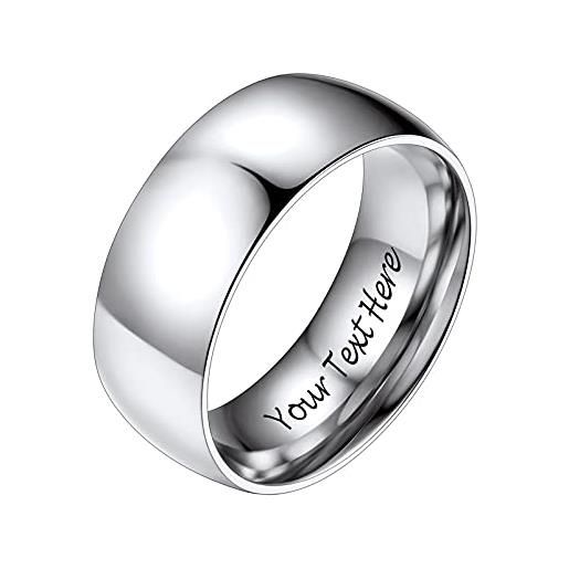 PROSTEEL anello incisione personalizzata in acciaio inossidabile 8mm taglia 19 colore argento (confezione regalo)- anello uomo acciaio inossidabile