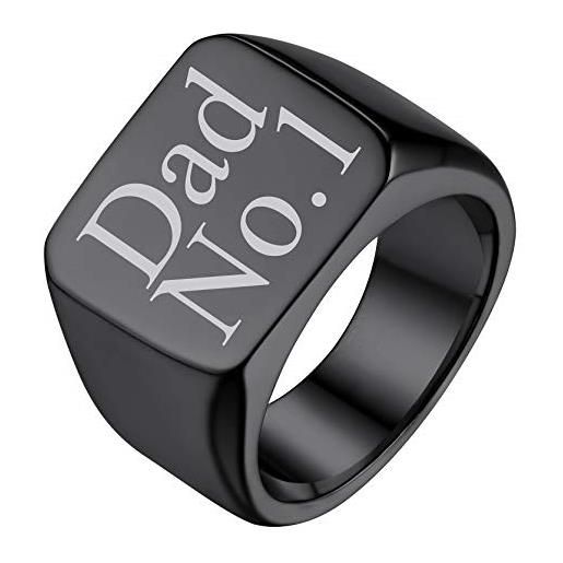 GOLDCHIC JEWELRY anello uomo nero anello con sigillo semplici quadrati neri da uomo, taglia 22 anello uomo nero a fascia quadrati con incisione personalizzata regali per padre