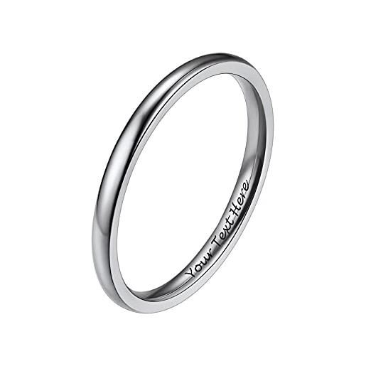 PROSTEEL anelli personalizzati con incisione in acciaio inossidabile 2mm taglia 23 colore argento (confezione regalo)- anello donna acciaio inossidabile