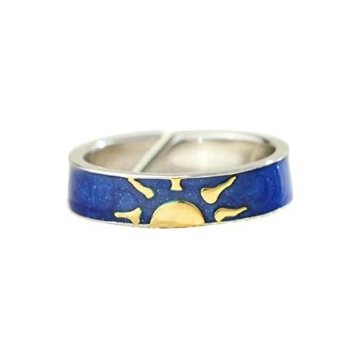 Banemi anelli donna argento 925 ring uomo 925 sterline d'argento sole e luna blu anello maschile
