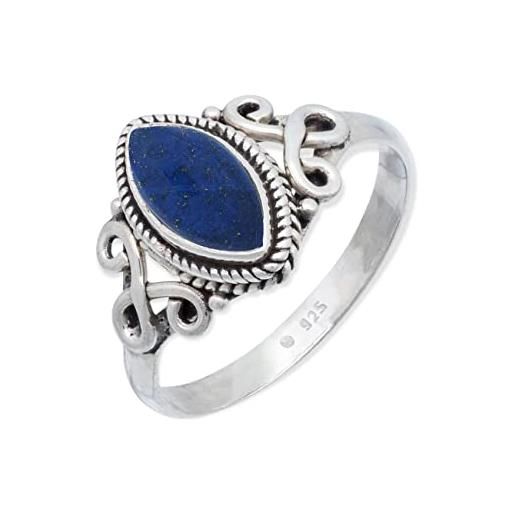 mantraroma anello argento 925 con pietre preziose lapislazzuli pietra blu argento sterling da donna in vero argento (mrg-183-06-(50))