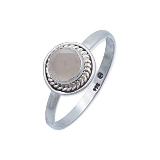 mantraroma anello argento 925 con pietre preziose quarzo rosa pietra argento sterling da donna in vero argento (mrg-114-07-(60))