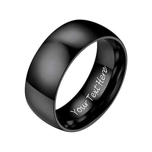 PROSTEEL anello semplice da donna/uomo in acciaio inossidabile/oro 18k placcato (confezione regalo) taglia 9-27 (nero (8mm) personalizzare, 14 (dia 17,3mm))