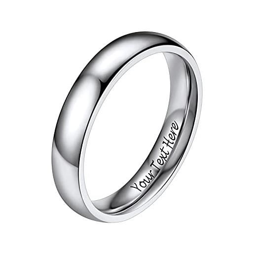 PROSTEEL anelli personalizzabili con incisione in acciaio inossidabile 4mm taglia 23 colore argento (confezione regalo)- anello uomo acciaio inossidabile