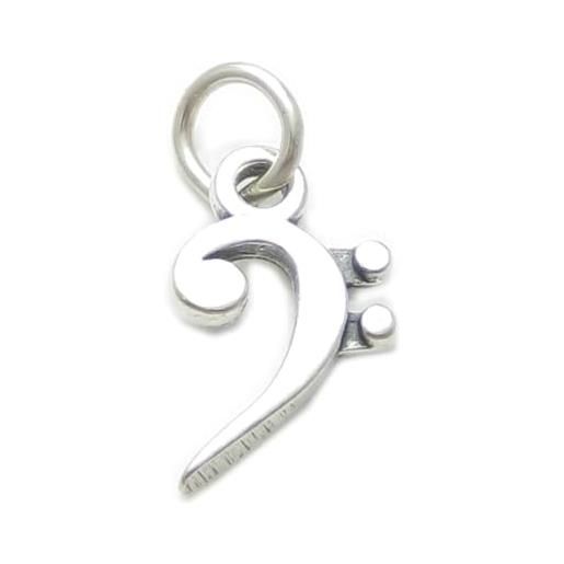 Maldon Jewellery ciondolo in argento sterling chiave di basso. 925 x 1 ciondoli con note musicali