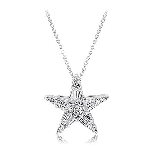 Stfery collana con ciondolo a forma di stella a cinque punti con ciondolo a forma di stella in rame per san valentino, 40+5 cm