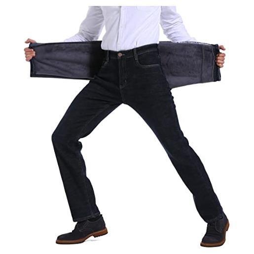 ziilay jeans termici da uomo, pantaloni da neve, pantaloni invernali foderati, con pile, 6557h nero, 34w x 30l