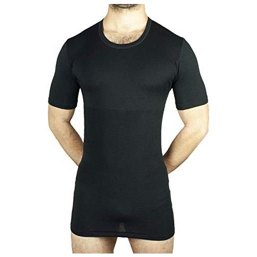 MANIFATTURA BERNINA form 1005 (taglia 7 bianco) - maglietta termica mezza manica intimo uomo lana e cotone fascia vita incorporata