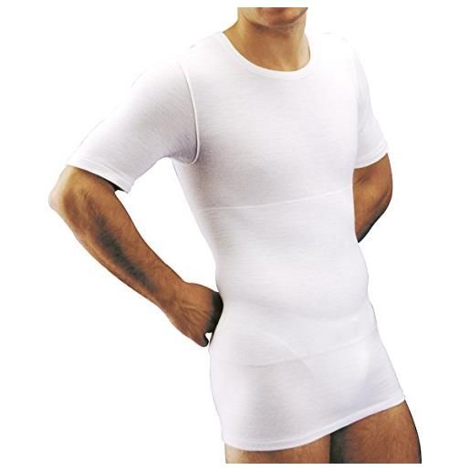 MANIFATTURA BERNINA form 1005 (taglia 5 nero) - maglietta termica mezza manica intimo uomo lana e cotone fascia vita incorporata