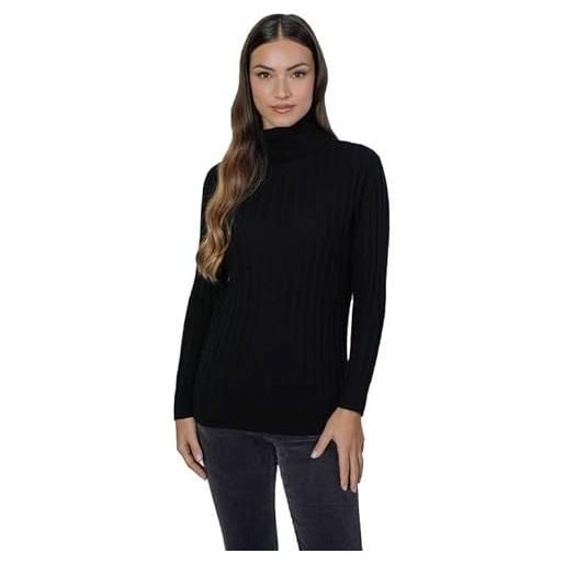 1st American maglia dolcevita da donna in seta colore navy cashmere - maglione collo alto invernale manica lunga finezza 14 taglia m