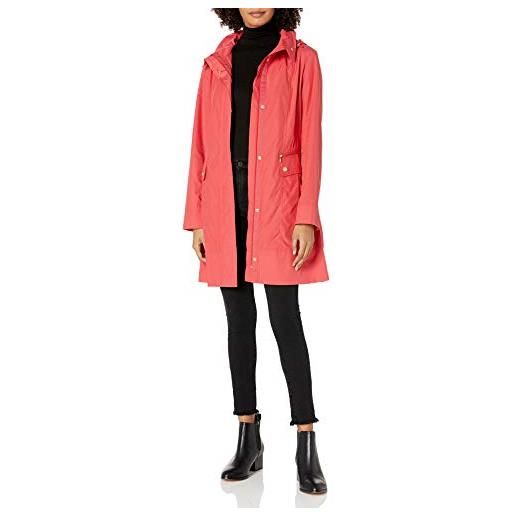 Cole Haan giacca antipioggia con cappuccio ripiegabile con fiocco posteriore, rosso, x-large da donna