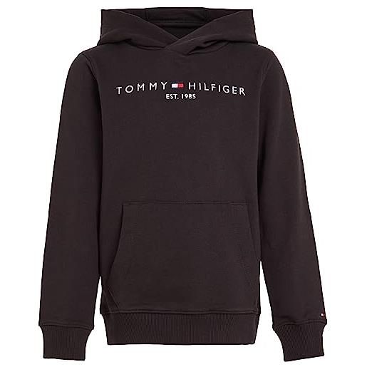 Tommy Hilfiger felpa bambini unisex essential hoodie con cappuccio, nero (black), 16 anni