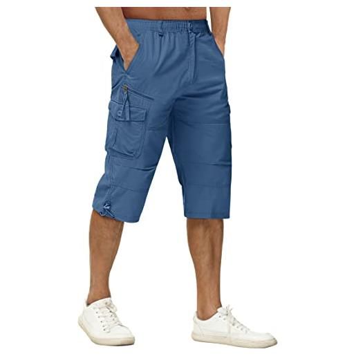 TACVASEN pantaloncini cargo in 100% cotone 3/4 casual con molte tasche per uomo, grigio scuro