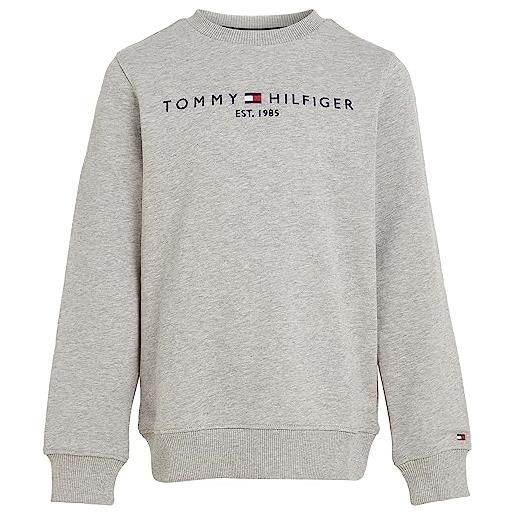 Tommy Hilfiger felpa bambini unisex essential sweatshirt senza cappuccio, grigio (light grey heather), 18 mesi