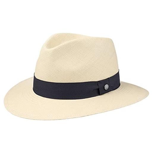 LIERYS cappello panama sophisticated uomo/donna - realizzato a mano in ecuador - cappello di paglia panama - cappello estivo con nastro decorativo in gros-grain natura-marrone chiaro l (59-60 cm)