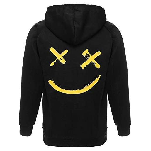 Covisoty felpa uomo con cappuccio techwear colori a contrasto stampa hip hop sweatshirt pullover tops arancio nero s