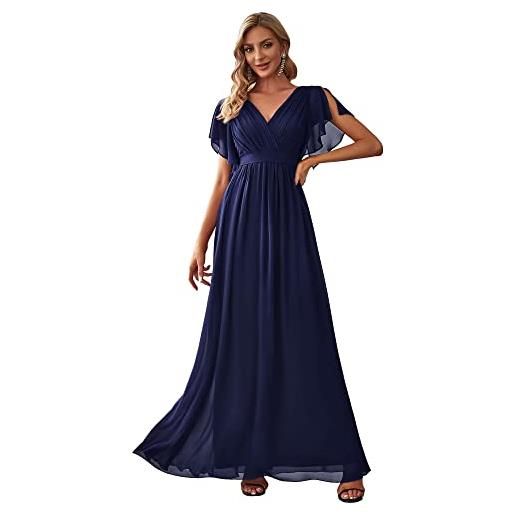 Ever-Pretty vestiti da sera donna elegante stile impero scollo a v maniche corte lungo chiffon abito da sera menta verde 42