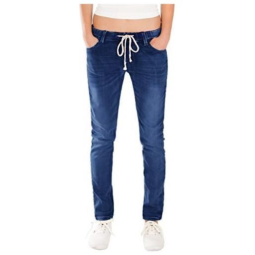 Fraternel jeans donna jogger pantaloni normal waist blu scuro taglia: m