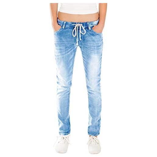 Fraternel jeans donna jogger pantaloni normal waist blu scuro taglia: l