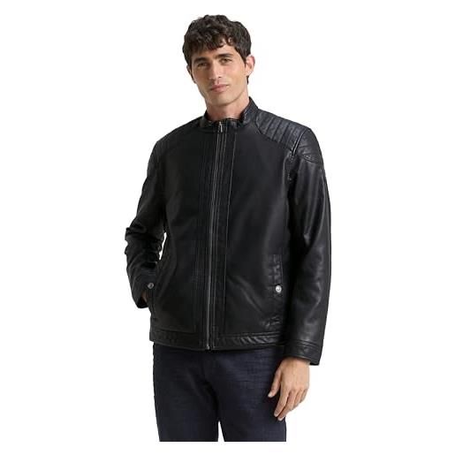 TOM TAILOR giacca da motociclista in ecopelle, uomo, nero (black 29999), xl