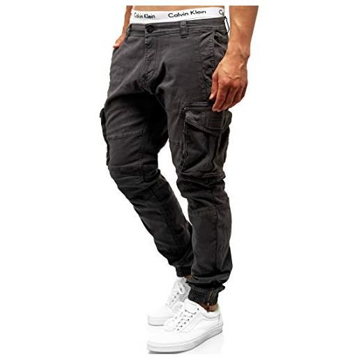 Indicode uomini alex cargo pants | pantaloni cargo in cotone con 6 tasche dk grey l