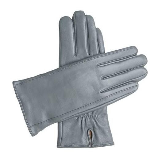 Downholme guanti pelle classici - guanti invernali donna con fodera in cashmere (grigio, xl)