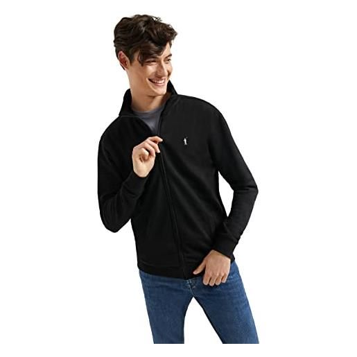 Polo Club felpa uomo con cerniera e collo alto marrone - sweatshirt zipper senza cappuccio lavoro 100% cotone