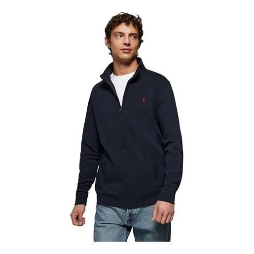 Polo Club felpa aperta a collo alto beige con logo rigby go uomo - 100% cotone