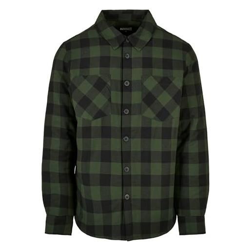 Urban Classics padded check flannel shirt camicia, nero/foresta, xl uomo