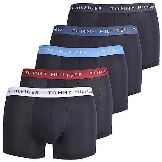 Tommy Hilfiger pantaloncino boxer uomo confezione da 5 intimo, multicolore (white/rouge/indigo/blue/navy), s