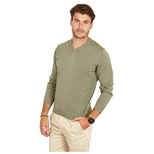 Jack Stuart - maglione in lana merino uomo con scollo a v (verde scuro, xl)