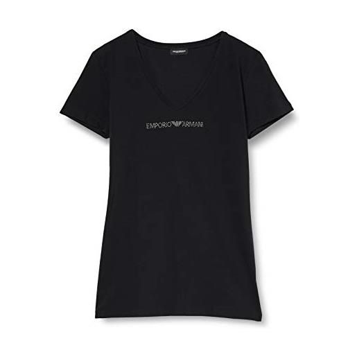 Emporio Armani donna v neck t-shirt iconic cotton maglietta, bianco, m